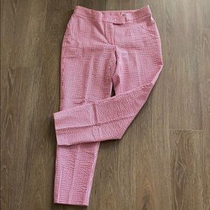 Anne Klein seersucker red white striped pant ankle